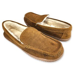 George Men's Suede Moccasins Brown Loafers Size US 7-8 Slip on Moccasin Slipper